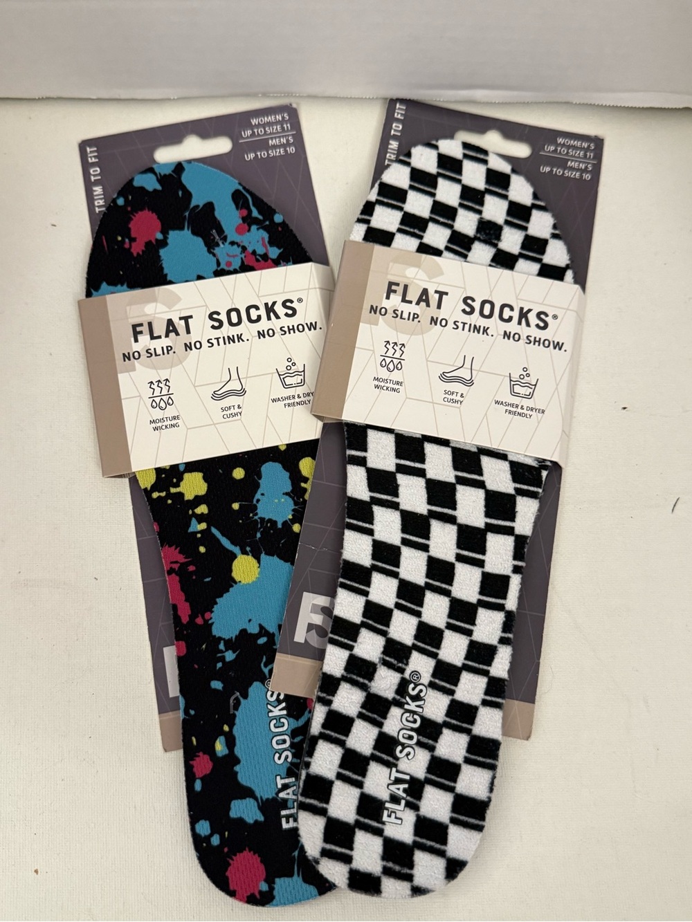 Unisex No-Show Sock Pack - Black Pattern & Multicolor Splatter